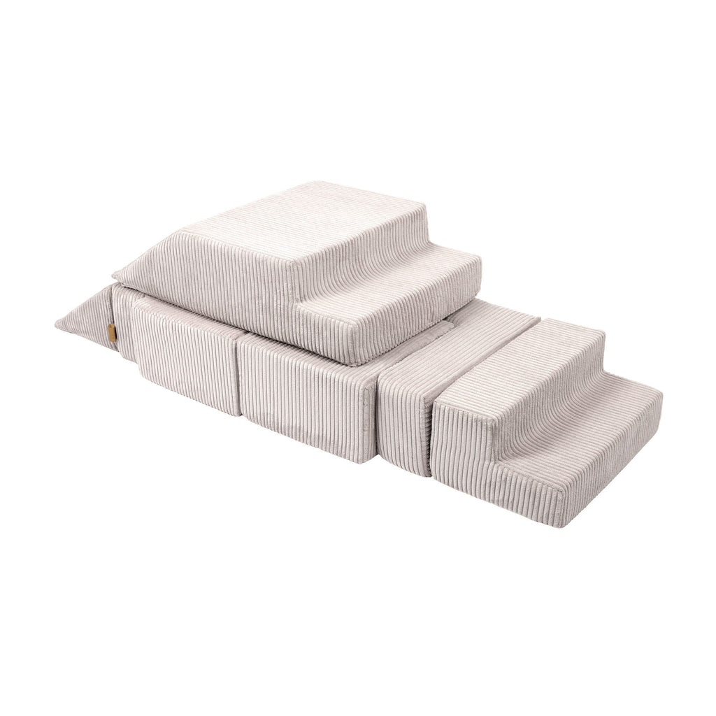 MeowBaby® Soft Velvet Bricks Sofa - Ecru